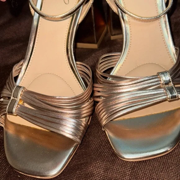 Jewel Badgley Mischka Metallic Strappy Heels